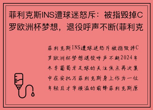 菲利克斯INS遭球迷怒斥：被指毁掉C罗欧洲杯梦想，退役呼声不断(菲利克斯比赛视频)